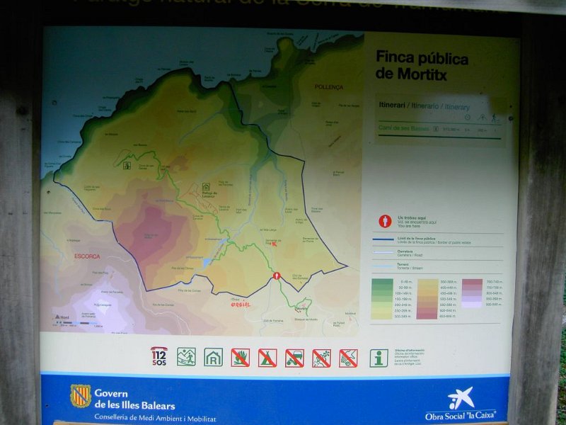111022_Mortitx_Ziele_Karte.jpg - Mallorca-Wanderungen - 22.10.2011 Ses Basses  Hinweg - Karte mit Zielen