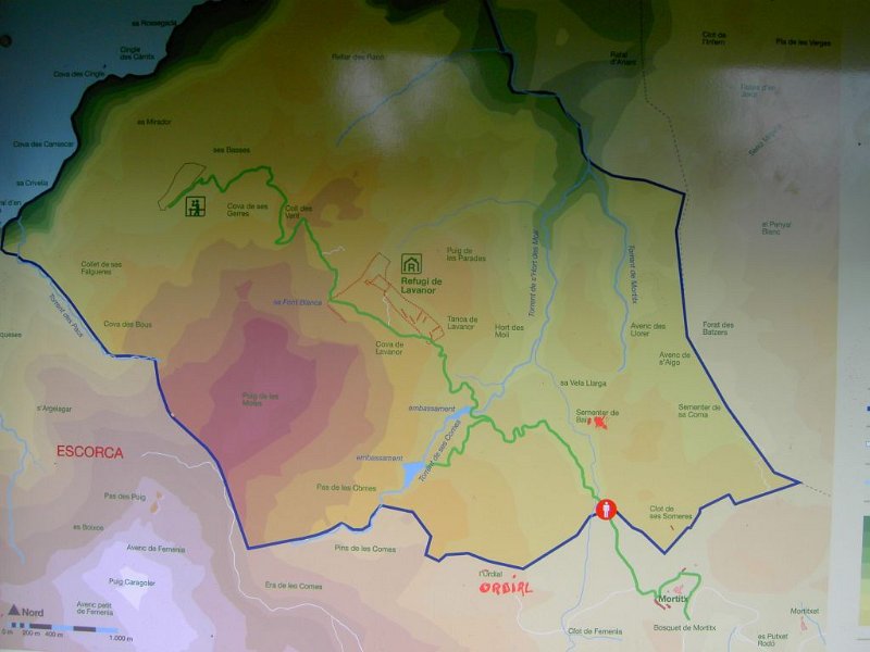111022_Mortitx_Ziele_Karte_Detail.jpg - Mallorca-Wanderungen - 22.10.2011 Ses Basses  Hinweg - Karte mit Zielen (Detail) 
