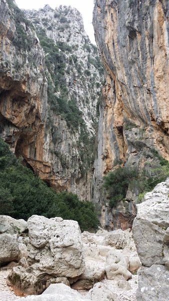 170401_Schlucht_A.jpg - Mallorca-Wanderungen - 01.04.2017 Torrent de Pareis  beim Abstieg  -  Blick in die Schlucht (A)
