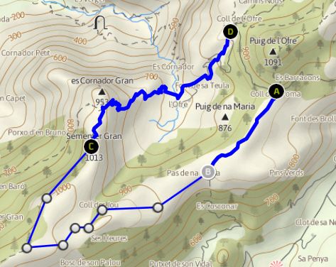 171024_Detail.jpg - Mallorca-Wanderungen - 24.10.2017Rundweg Ofre-Cornador-Ofre   Verlauf der eigentlichen Rund-Wanderung