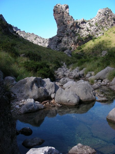101019_Gumpen_Mortitx_A.jpg - Mallorca-Wanderungen - 19.10.2010 Mortitx  Aufstieg Schlucht  - Gumpen (A) 
