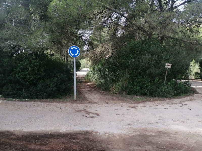 231023_Kreisverkehr.jpg - Mallorca-Wanderungen Oktober 2023 - 23.10.23 - Puig Sant Marti   Kreisverkehr mitten im Wald (man kann auch einfach durchlaufen)