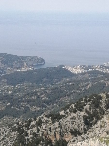 240320_Port_Soller.jpg - Mallorca-Wanderungen März 2024 - 20.03.24 - L' Ofre   Port de Soller mit Hafen vom Gipfel