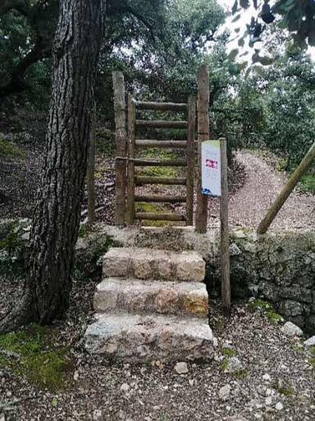 250322_Tor.jpg - Mallorca-Wanderungen März 2025 - 22.03.25 - Menut-Binifaldo  (240 Hm, 8 km, 16k)  altersgerechter Umbau der Leiter zum Tor