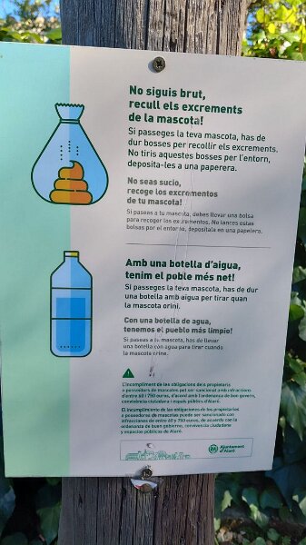 260318_Hinweis_Hunde.jpg - Mallorca-Wanderungen März 2026 - 18.03.26 - Alaró-Refugi (480 Hm, 16 km, 28k)   Hinweis für Hundebesitzer (Flasche für Urin)