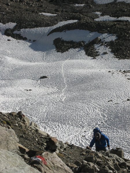 130731_Schneefeld.jpg - Hüttenwanderung Verwall - 31.07.2013 - Schneefeld vor Kuchenjoch  Markus, Helmuth 